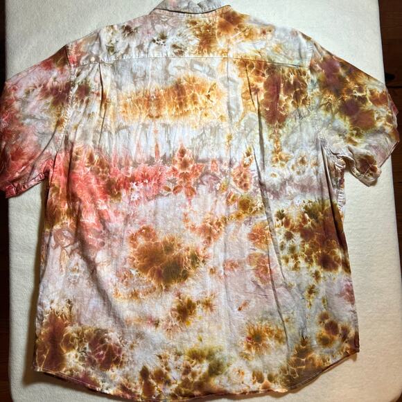 Men’s 2XL Regular Fit Short Sleeve Button Down Shirt Tie Dye Old Navy Festival - Picture 7 of 14